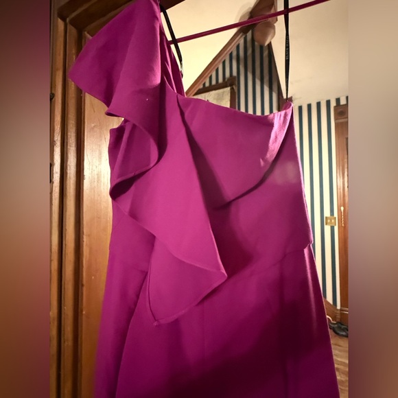 Black Halo Fuchsia Ruffle Jumpsuit - Picture 2 of 6